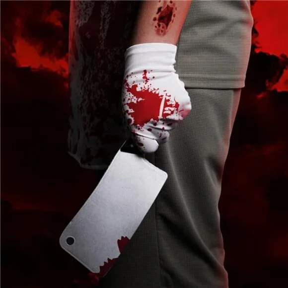 Halloween Butcher Costume Set- Cooking Chef Apron Gloves Prop Knife Tattoo - Picture 5 of 7